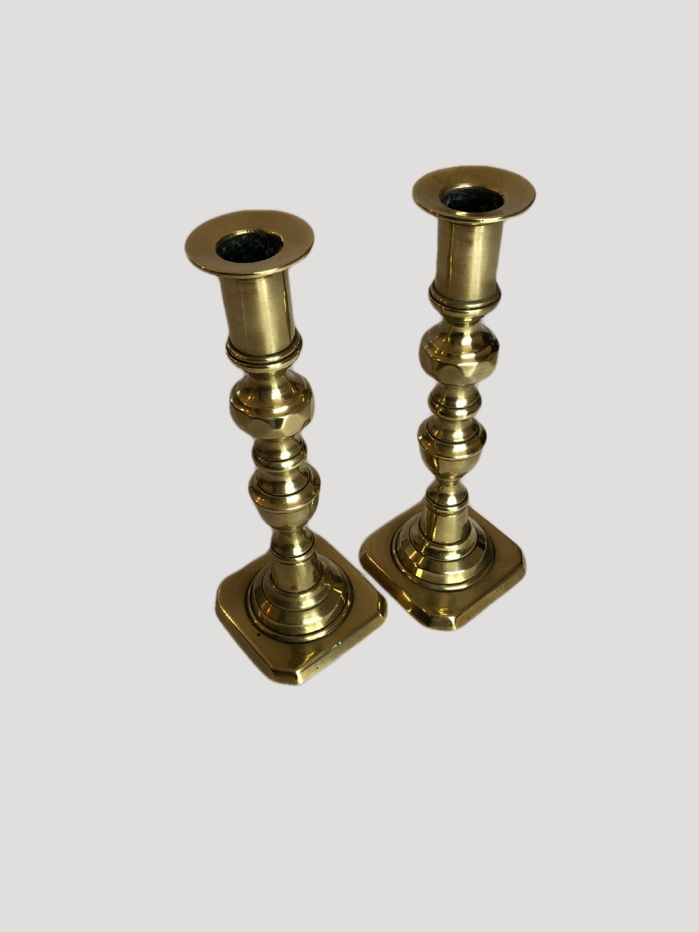 Unusual Pair of Antique Brass Candlesticks View XI