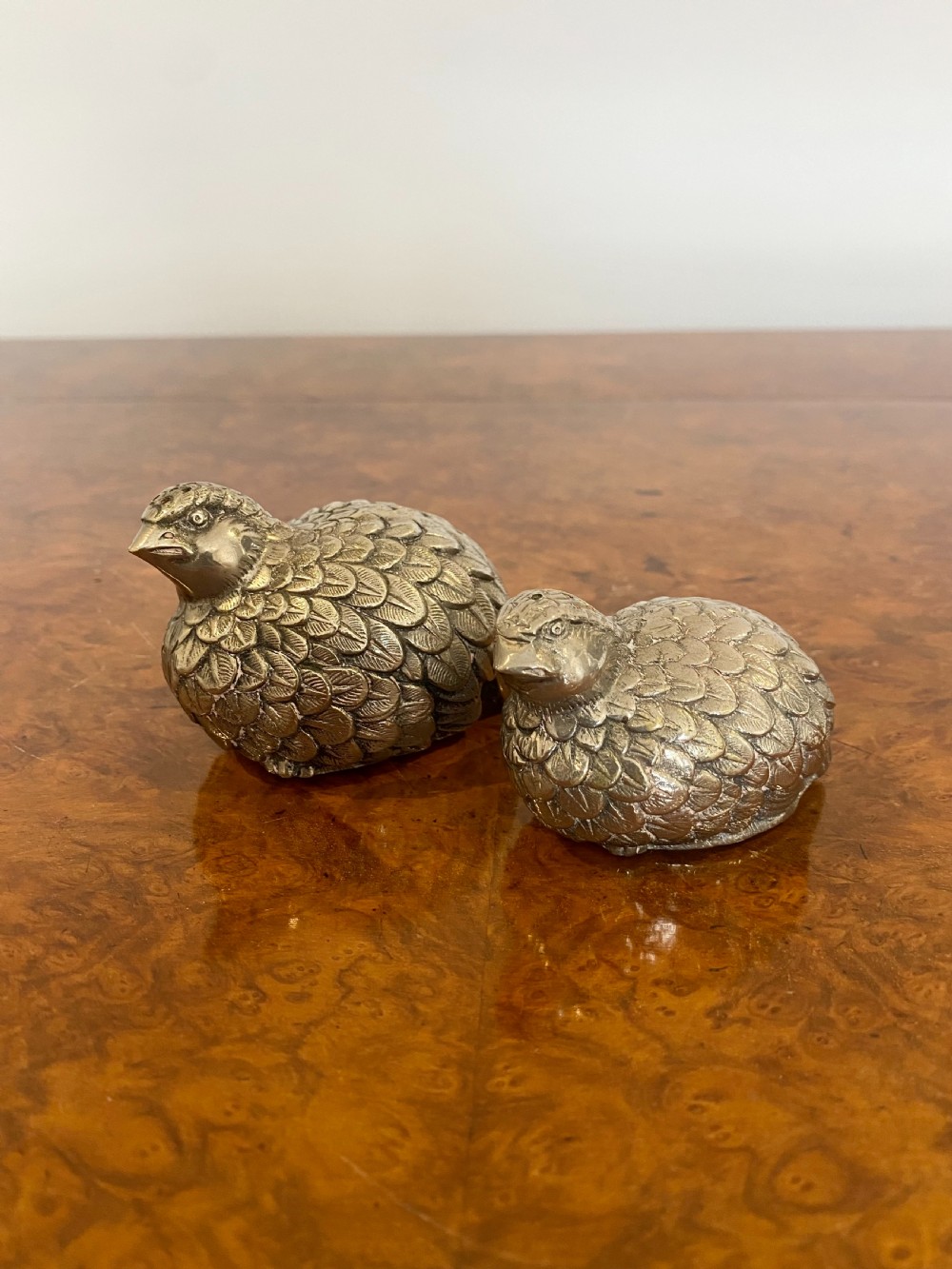 Pair of pewter Quail Salt & Pepper shakers  View III