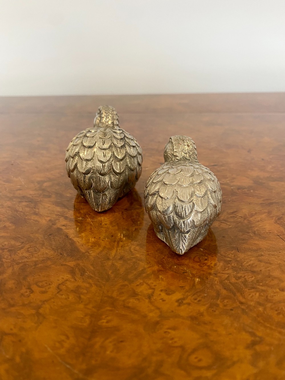 Pair of pewter Quail Salt & Pepper shakers  View IV