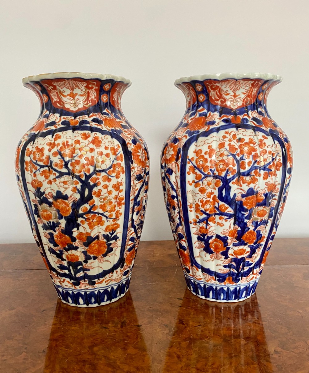 Large Pair Of Antique Japanese Quality Imari Vases 