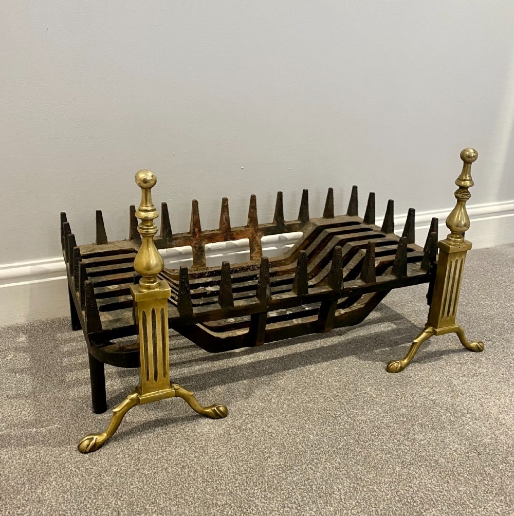 Antique Victorian Brass And Iron Fire Grate  View II