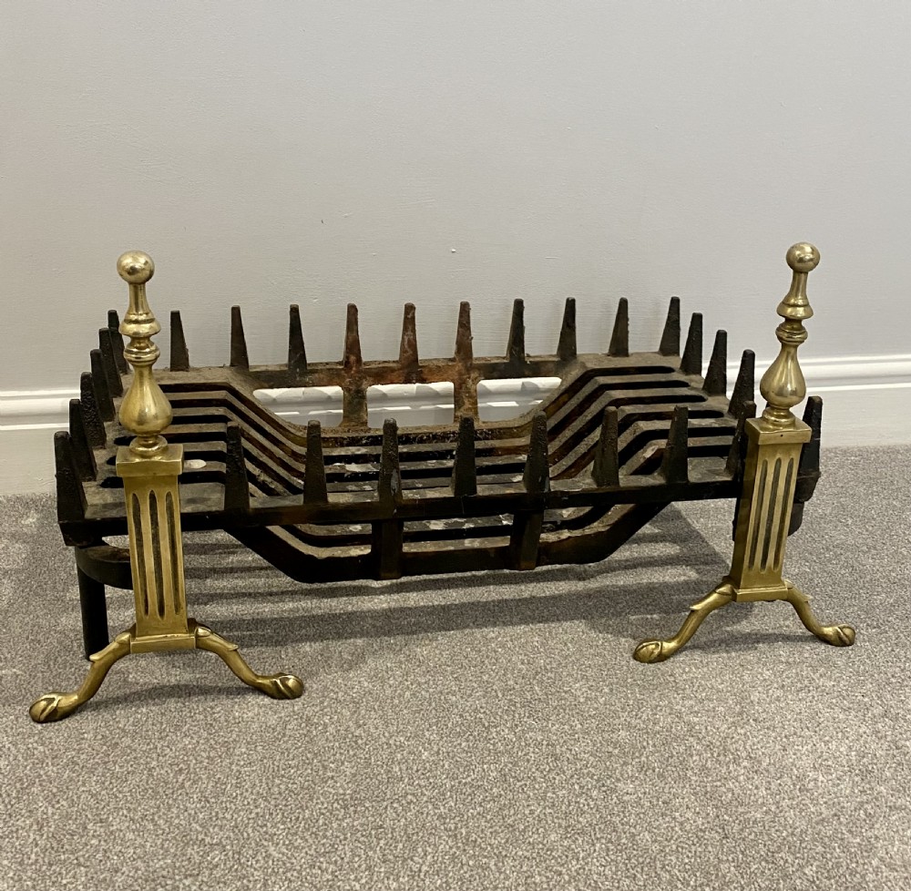 Antique Victorian Brass And Iron Fire Grate  View III