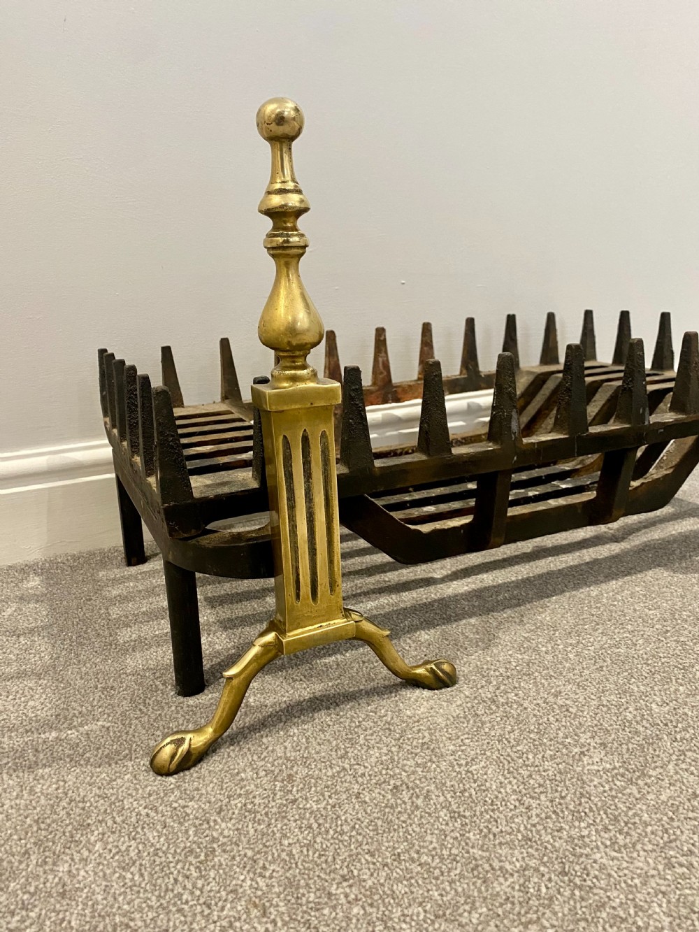 Antique Victorian Brass And Iron Fire Grate  View IV