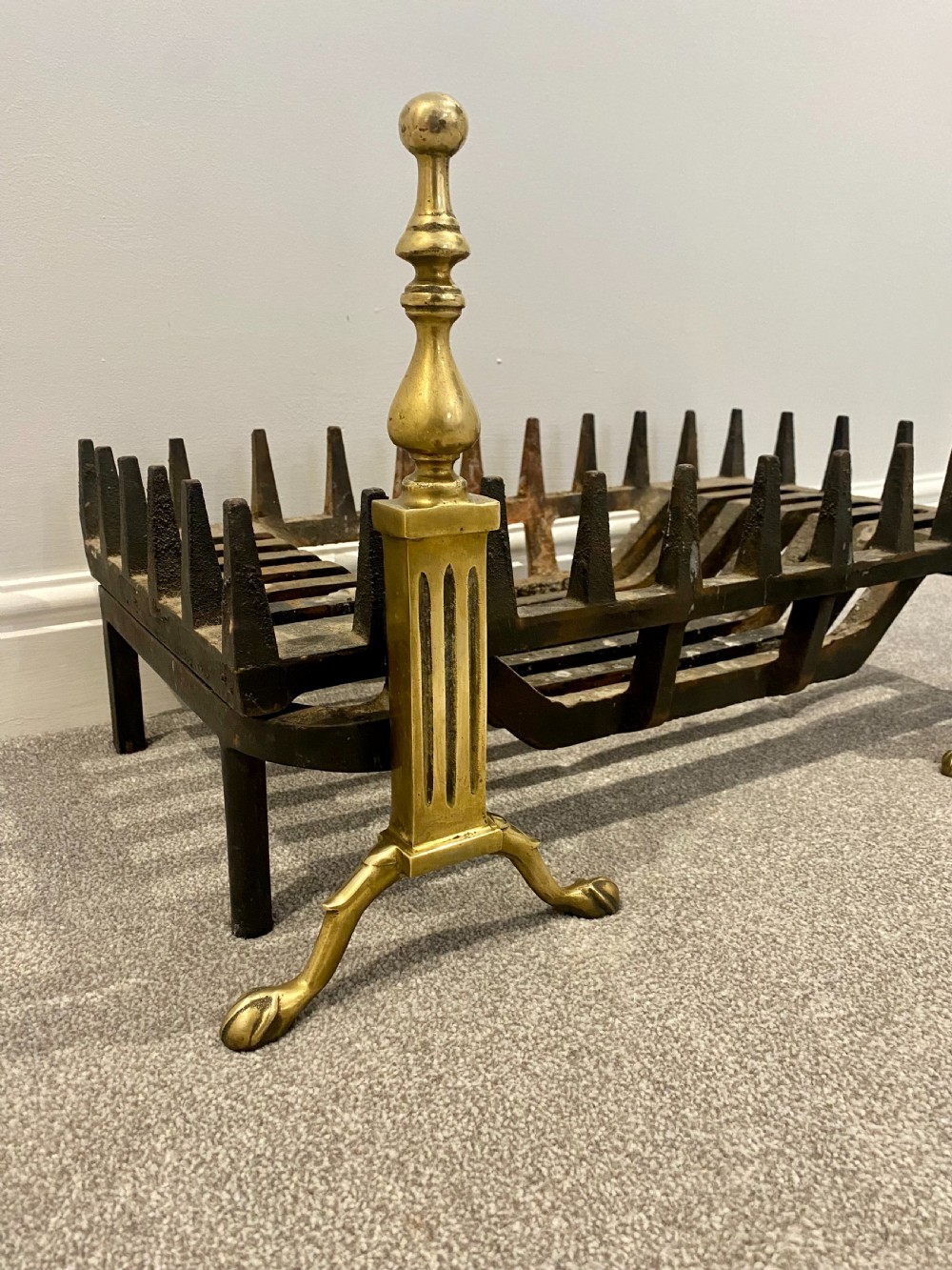 Antique Victorian Brass And Iron Fire Grate  View V