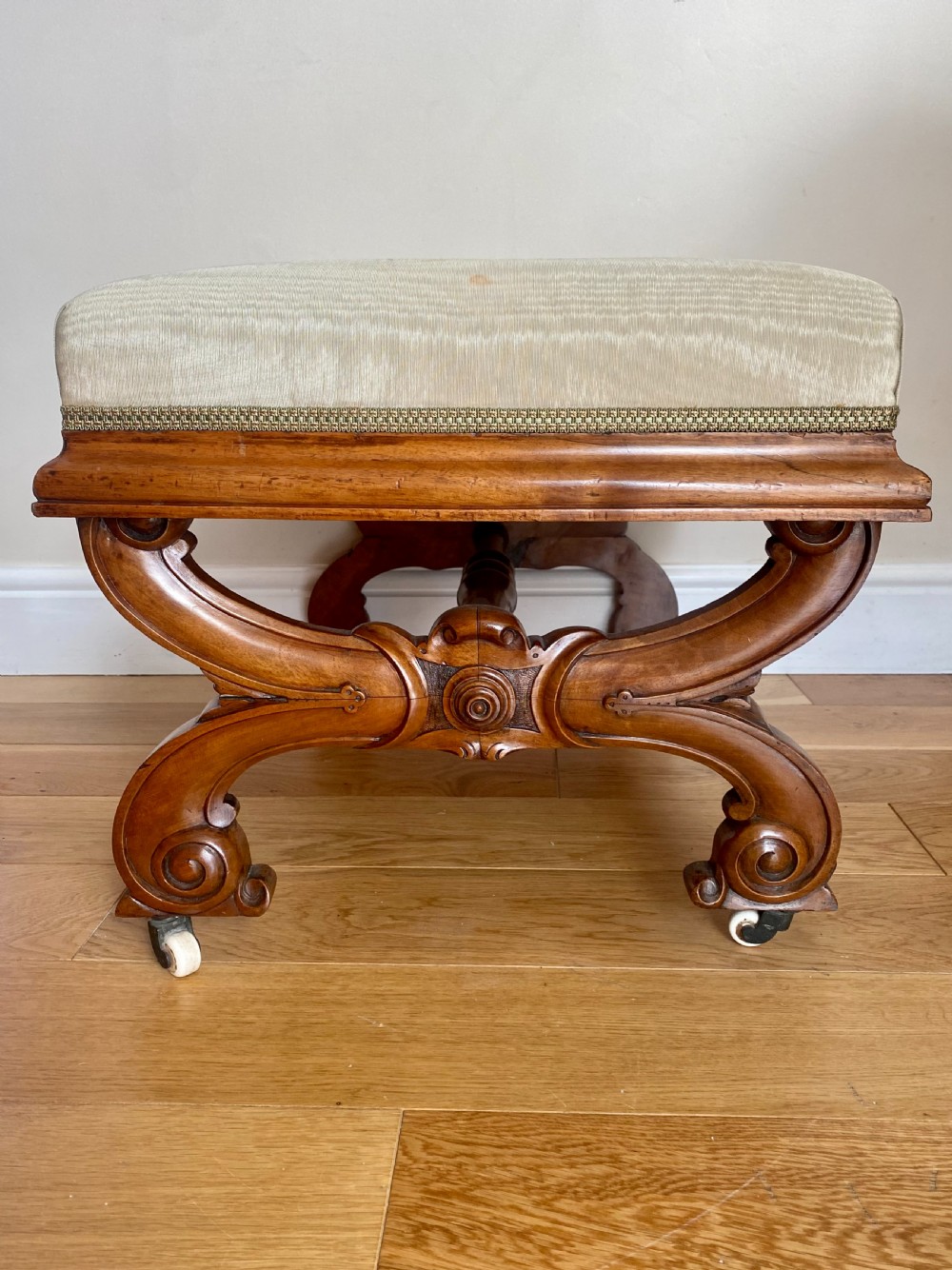Antique Victorian Quality Walnut Stool  View II