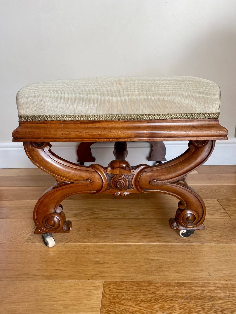 Antique Victorian Quality Walnut Stool  View III