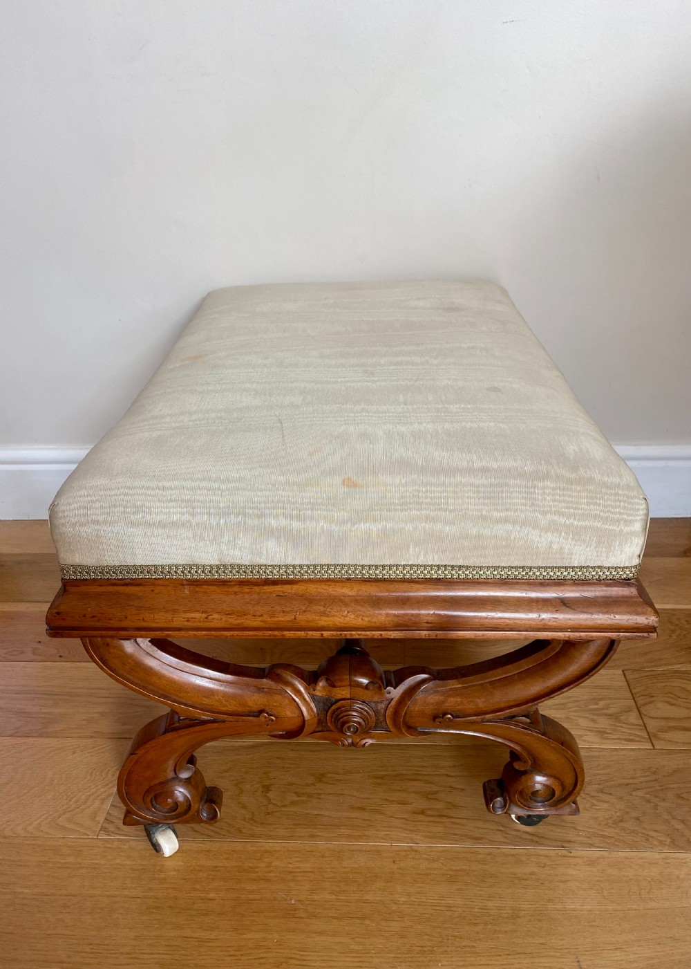 Antique Victorian Quality Walnut Stool  View V
