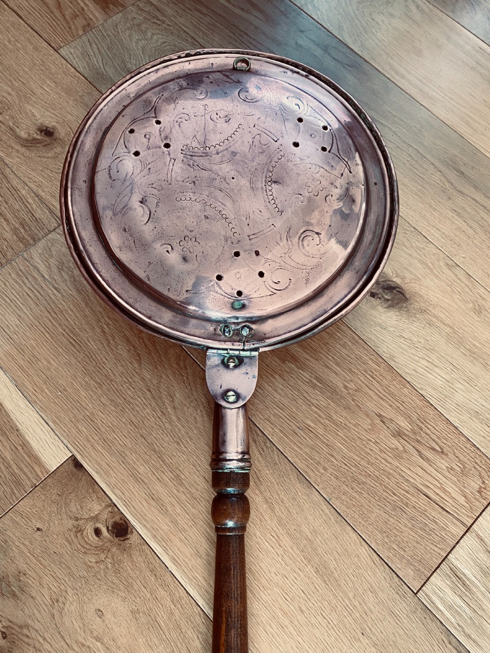 Antique George III Copper Warming Pan View III