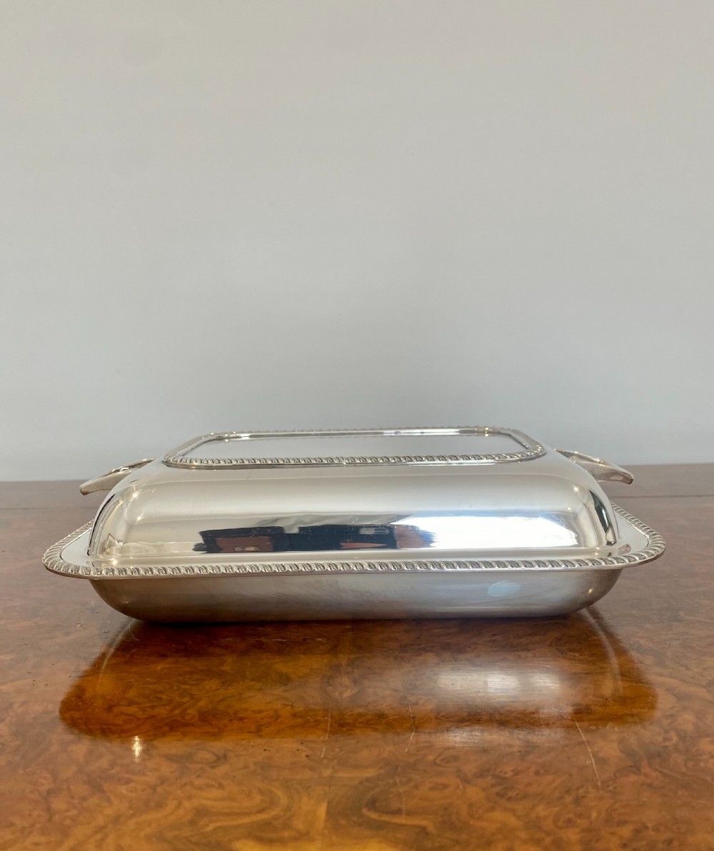 Edwardian Quality Silver Plated Rectangle Entrée View IV