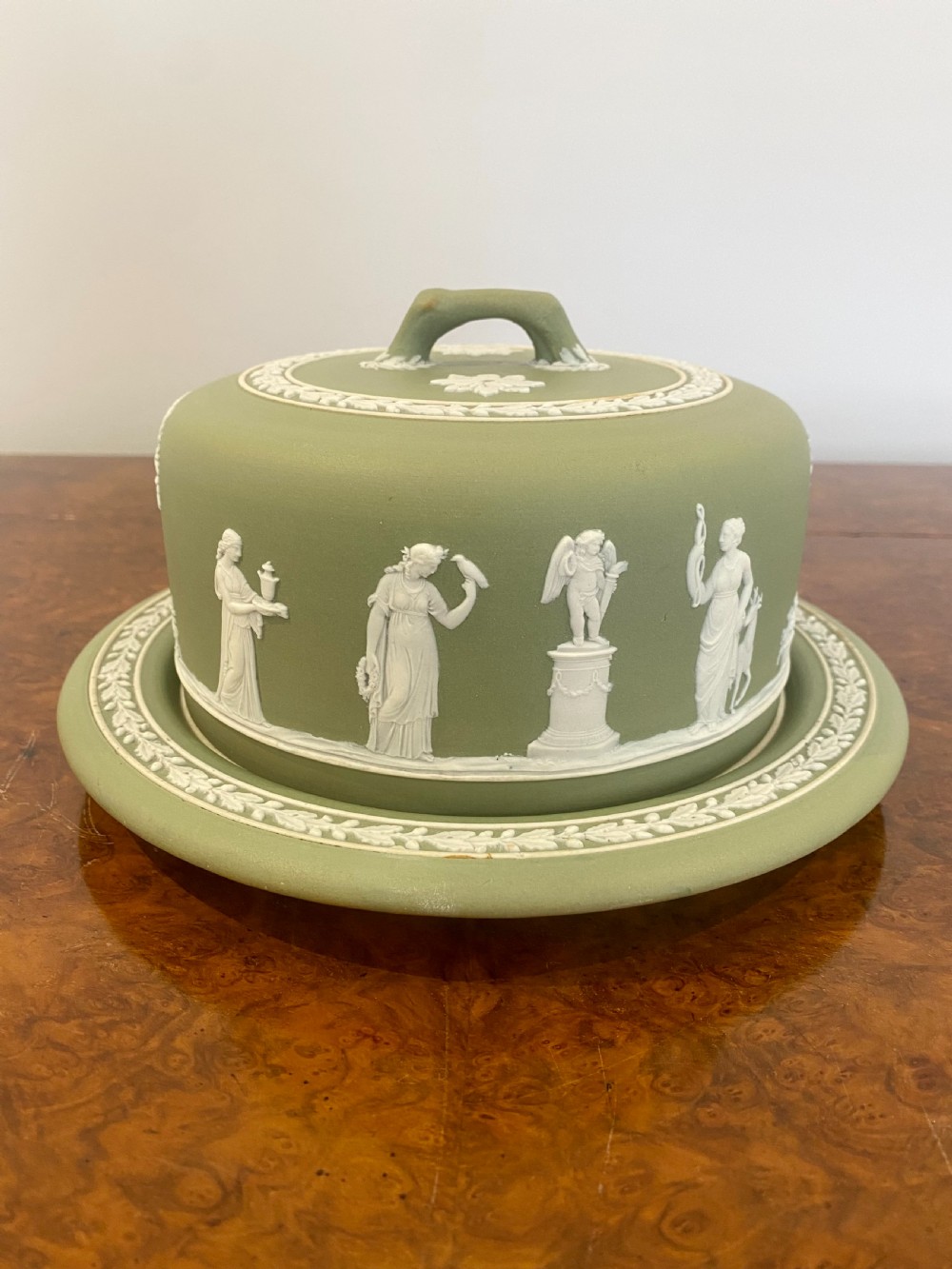 Antique Victorian Quality Wedgwood Jasperware Cheese Dish On A Stand View VI