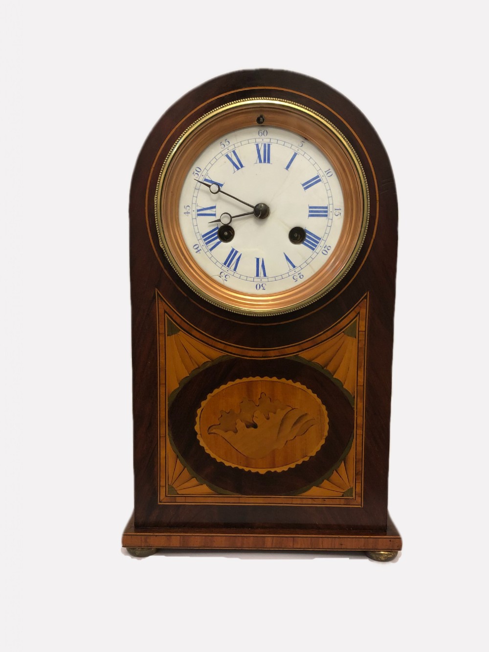 Outstanding Quality Antique Victorian Inlaid Mahogany 8 Day Striking Desk Clock
