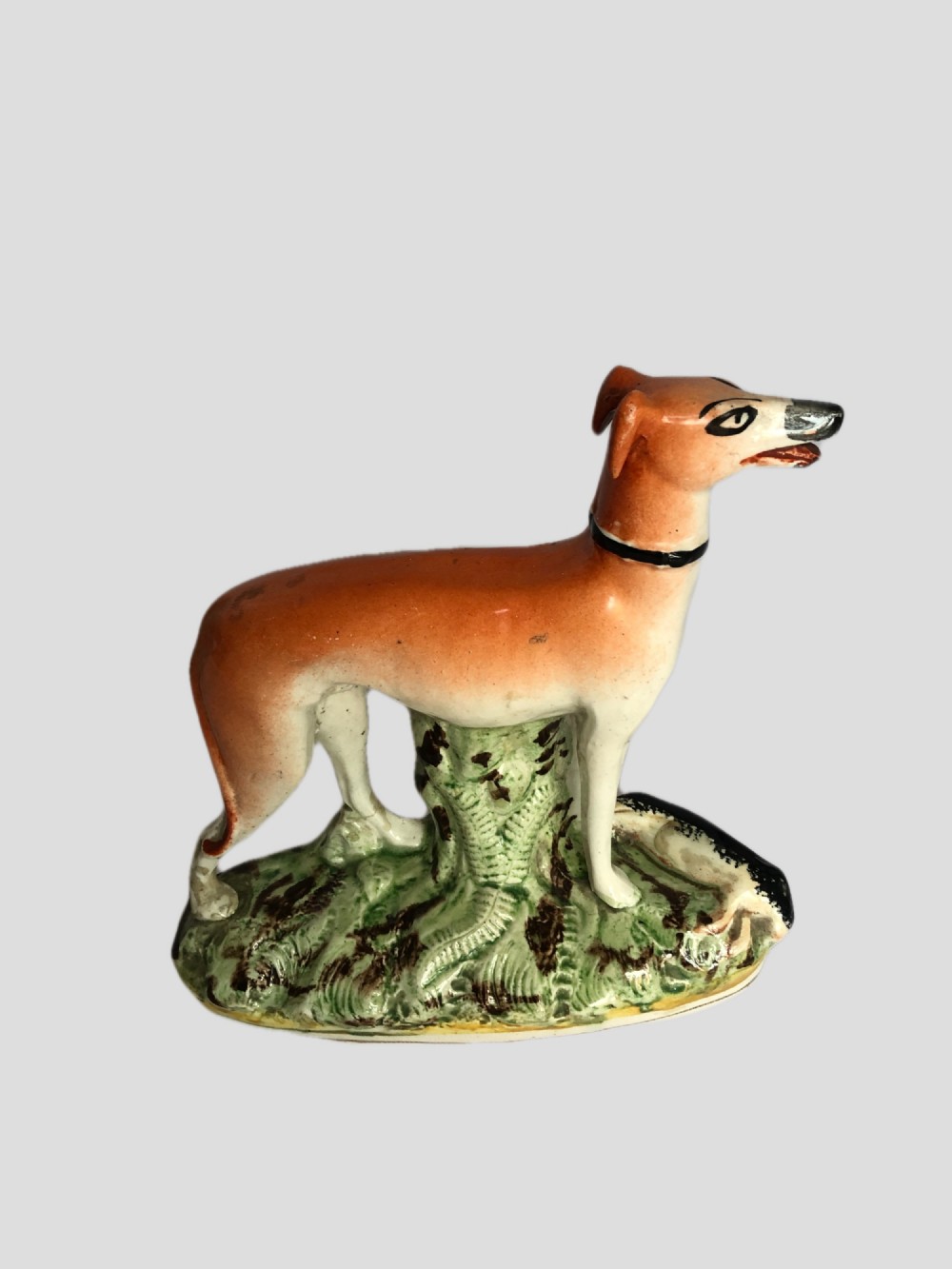 Antique Victorian Staffordshire Figure Of A Greyhound Dog