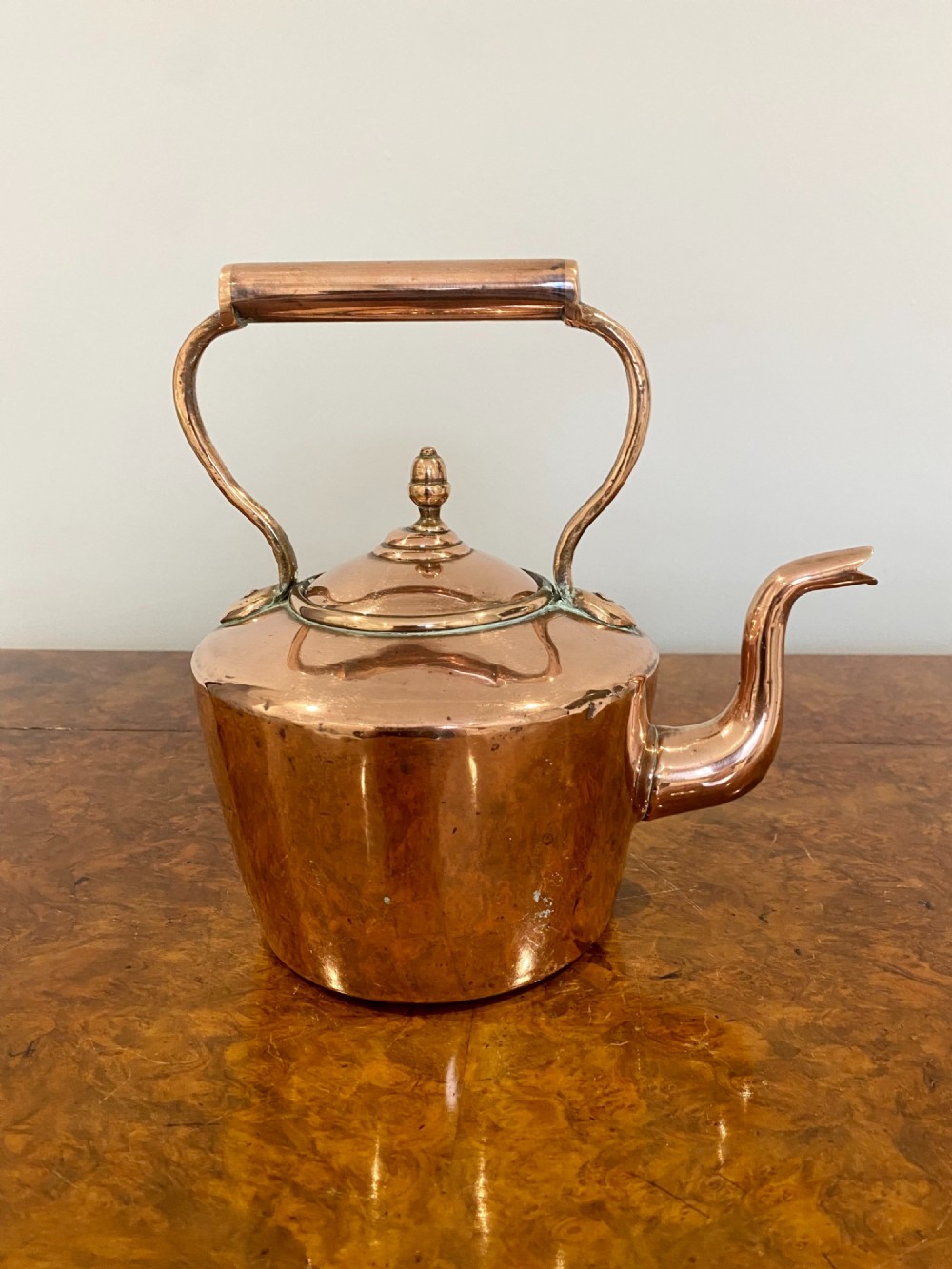 Antique George III quality small copper kettle