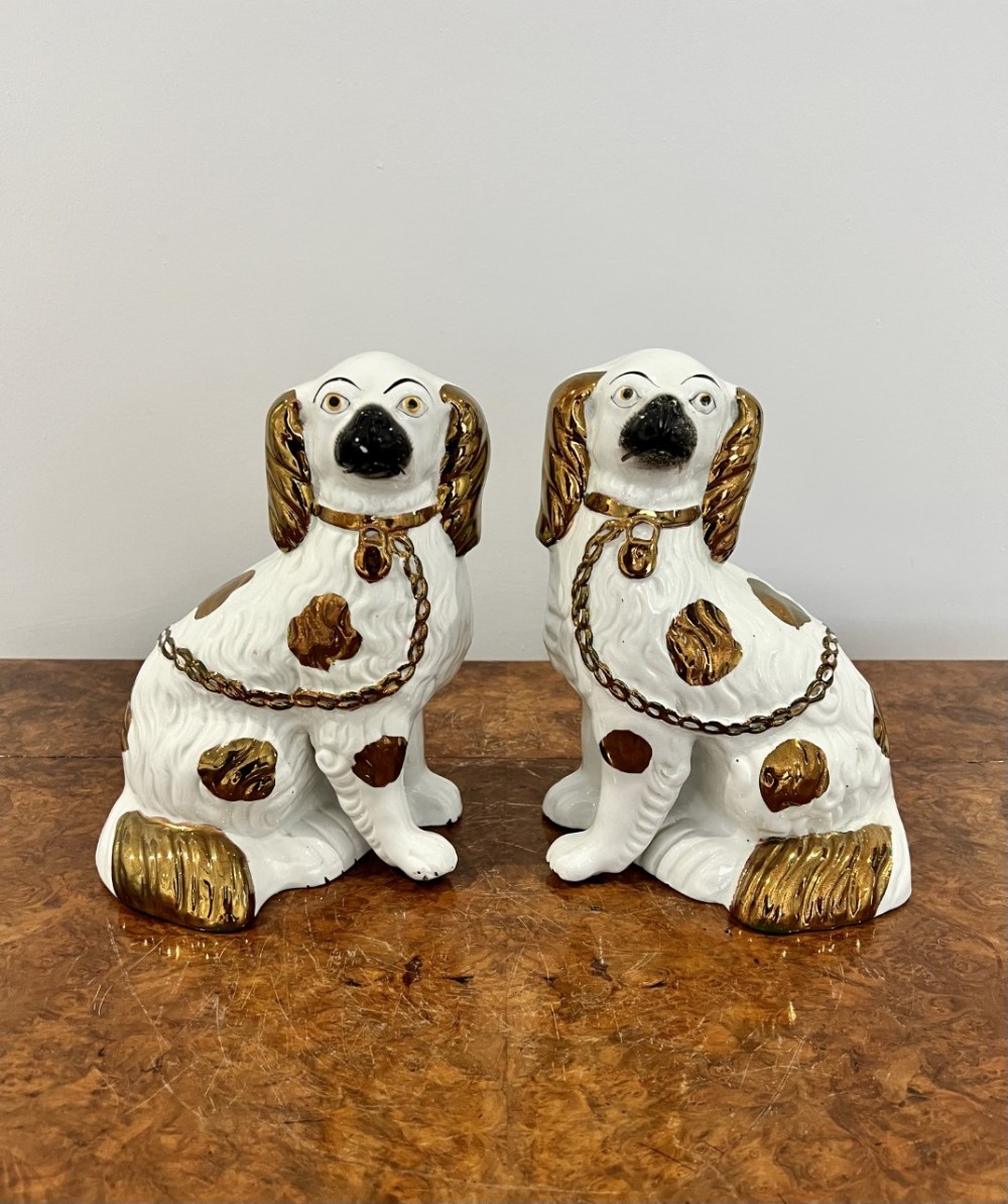 Quality pair of antique Victorian Staffordshire dogs 