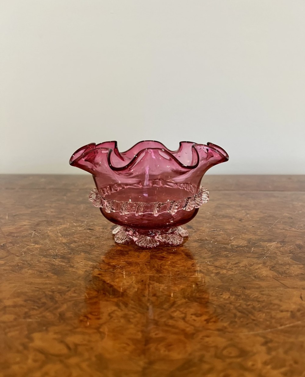 Antique Victorian quality cranberry glass bowl 