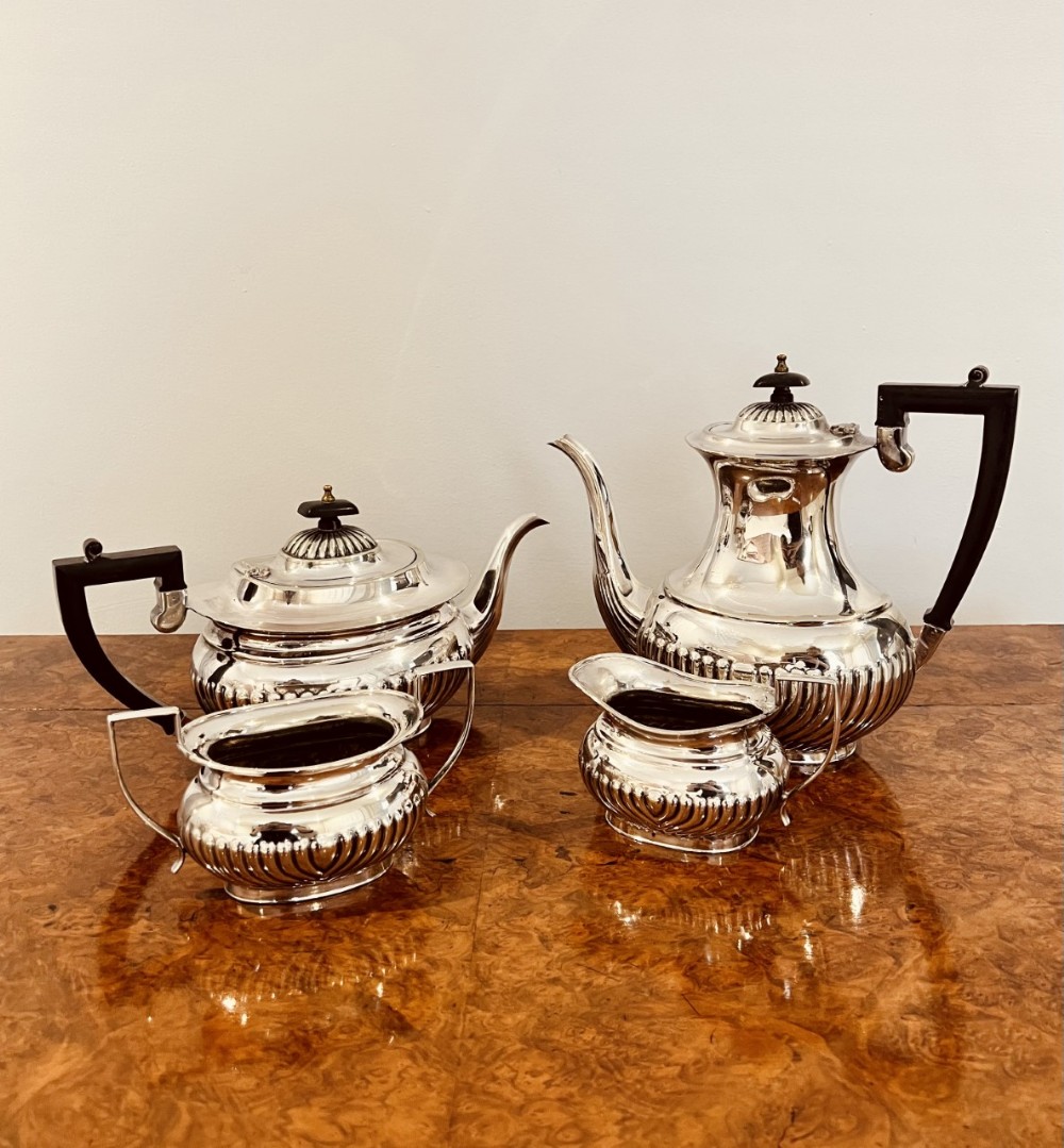 Antique Edwardian quality silver plated four piece tea set