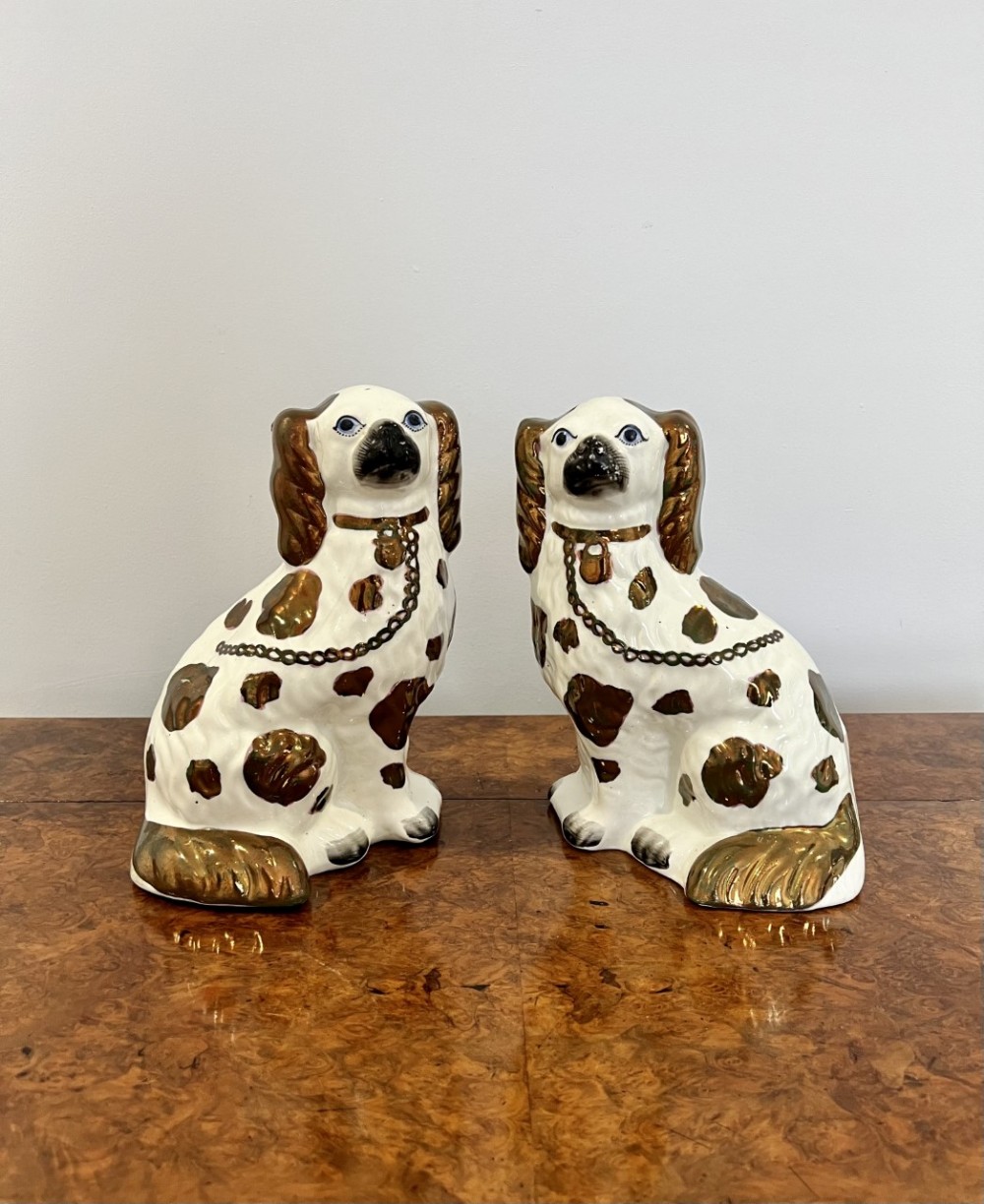 Stunning pair of antique Victorian Staffordshire dogs