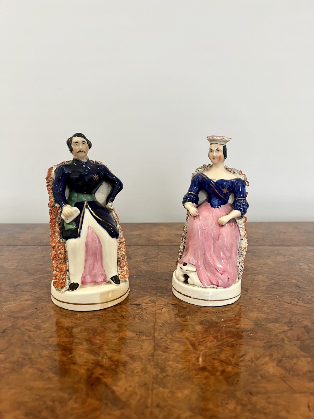 Lovely pair of antique Victorian Staffordshire 'royal' figures 