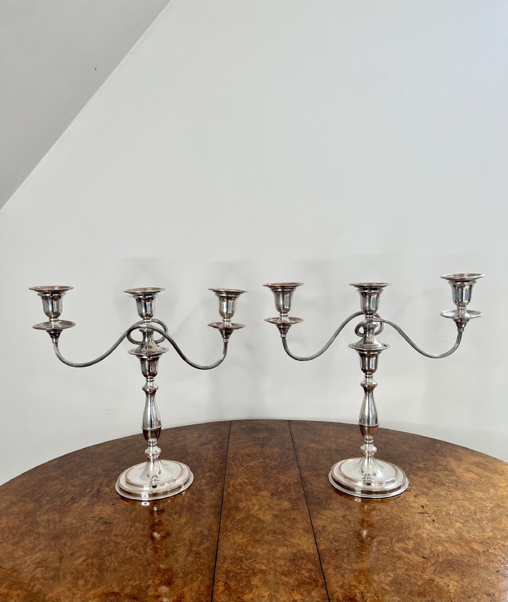 Stunning pair of quality antique Edwardian silver plated candelabras 