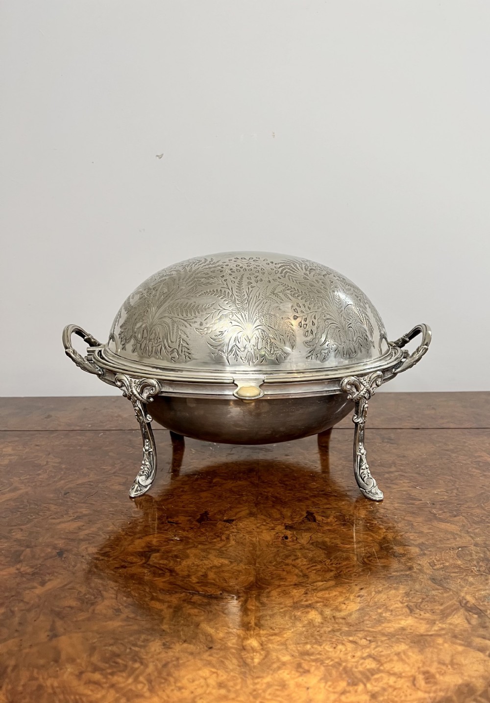 Antique Edwardian quality silver plated turnover dish 