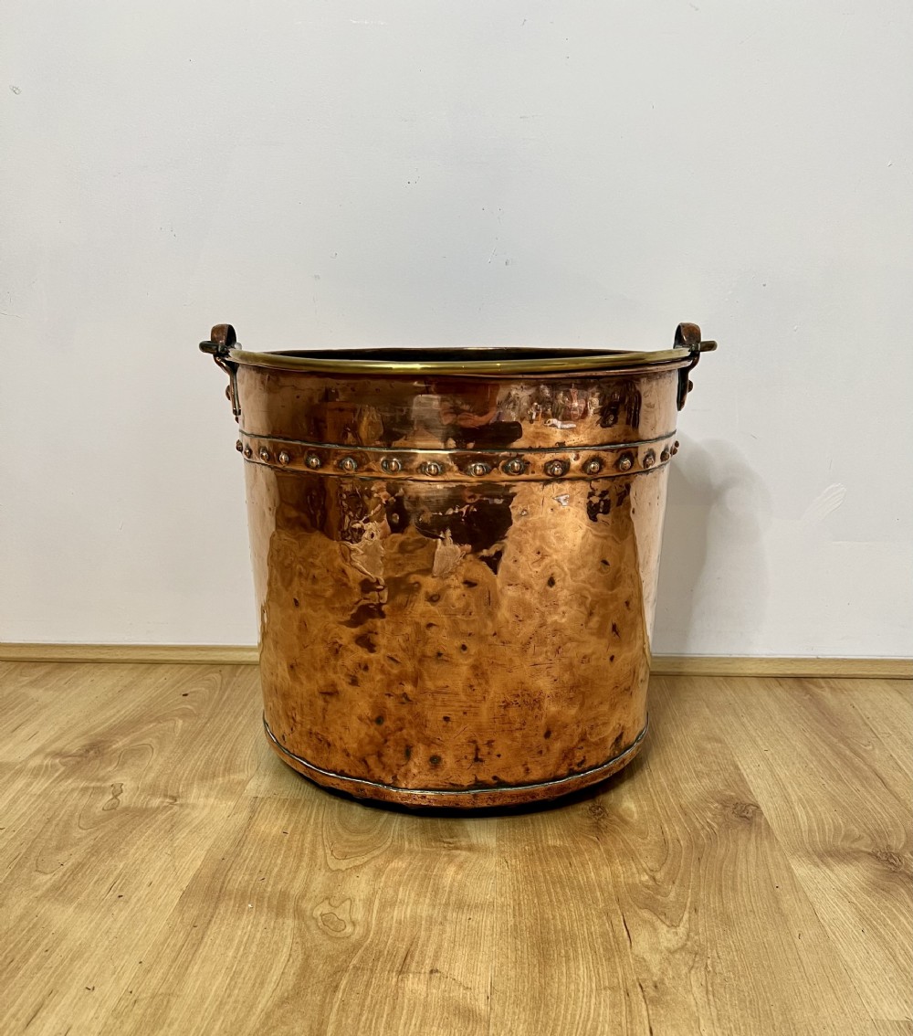Quality antique Victorian copper coal bucket 