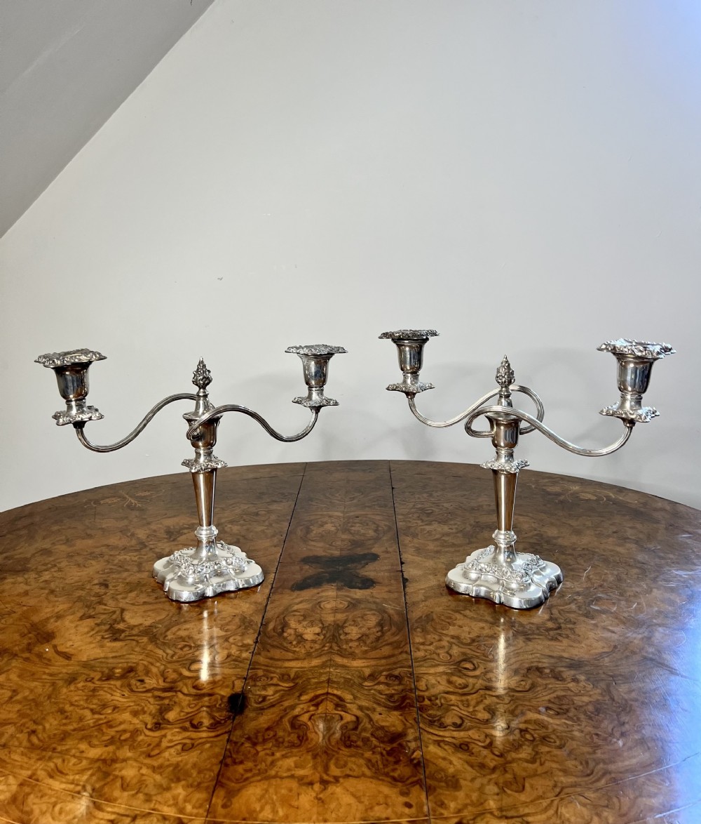 Stunning pair of antique Edwardian silver plated ornate candelabras