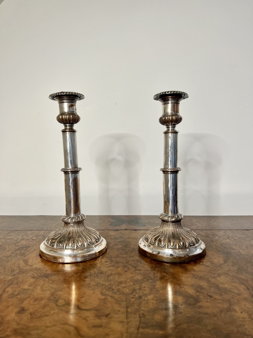 Pair of antique George III telescopic candlesticks 