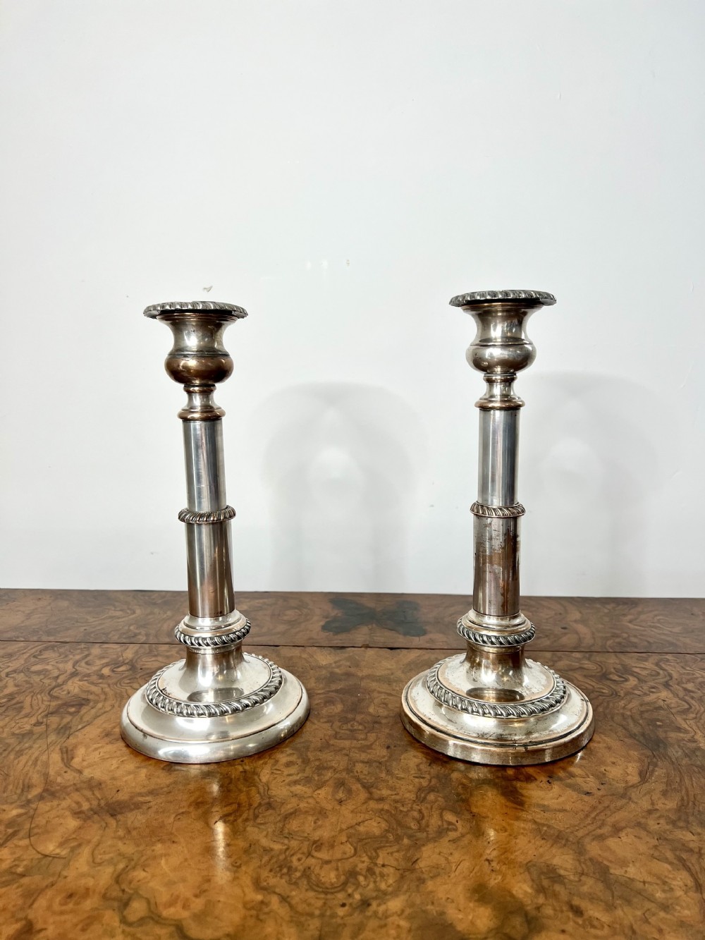 Pair of antique George III telescopic candlesticks 