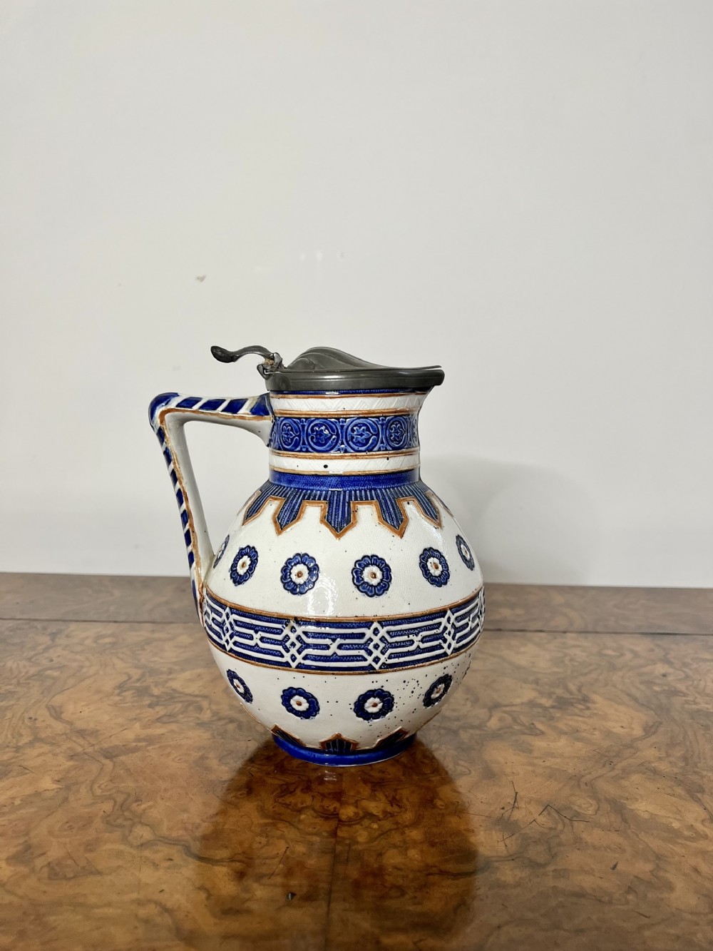 Lovely quality antique majolica jug 