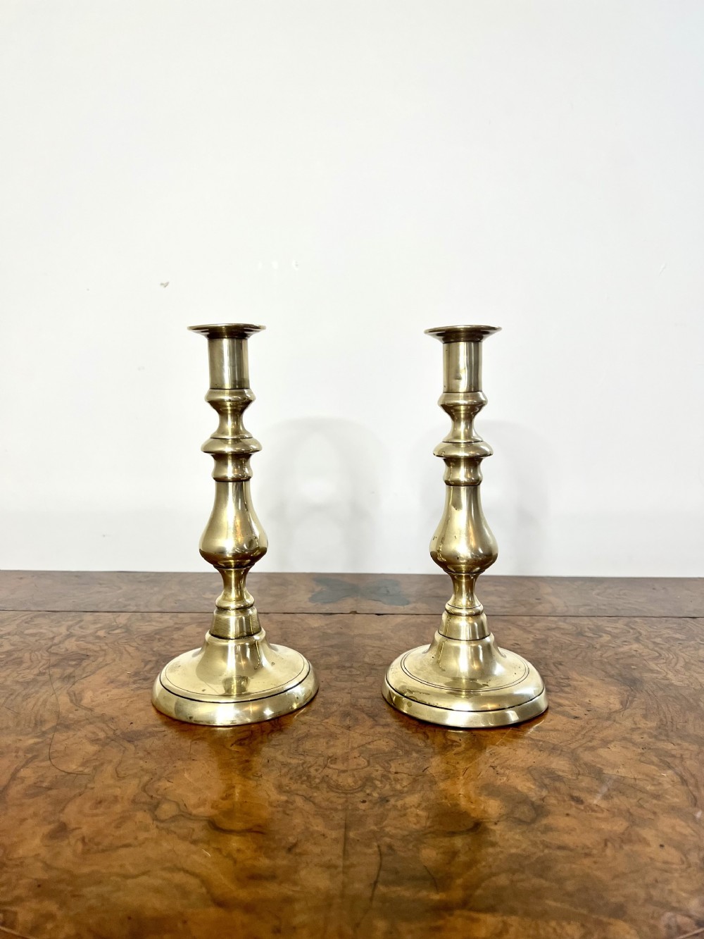 Stunning pair of antique Victorian brass candlesticks 