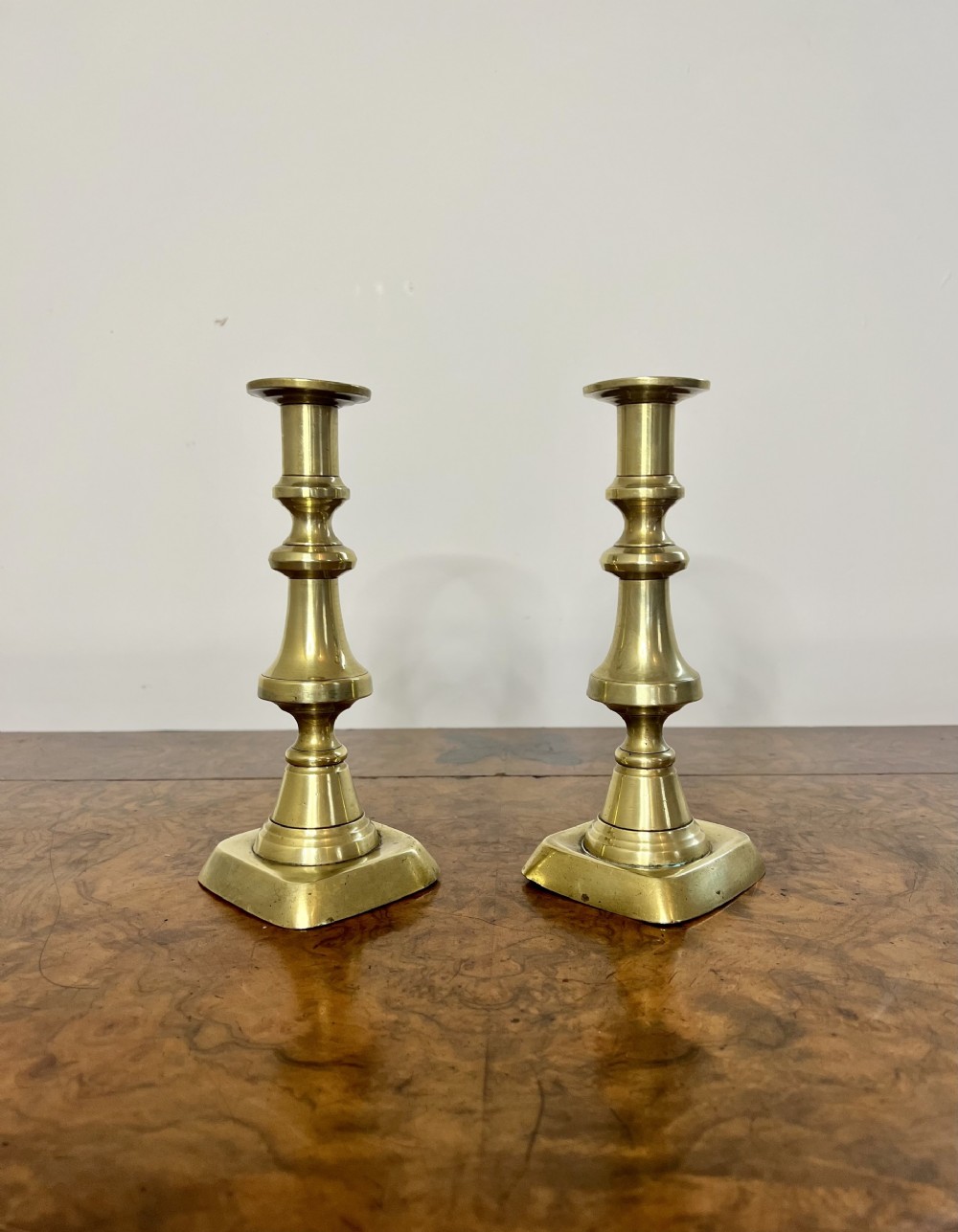 Quality pair of antique Victorian brass candlesticks