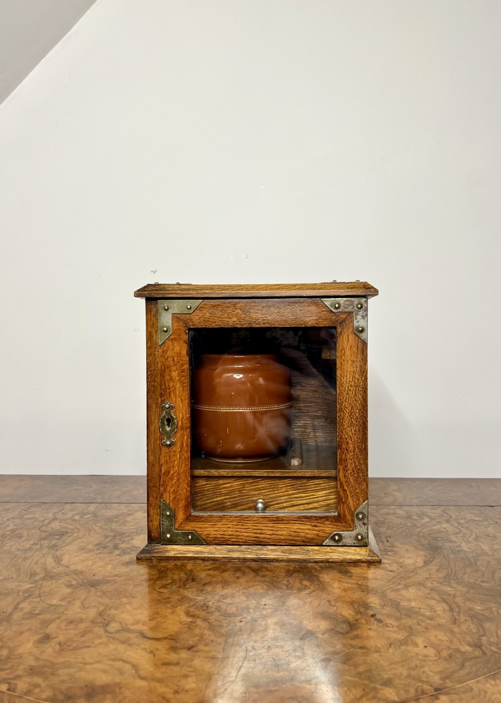 Wonderful antique Edwardian oak smokers cabinet 
