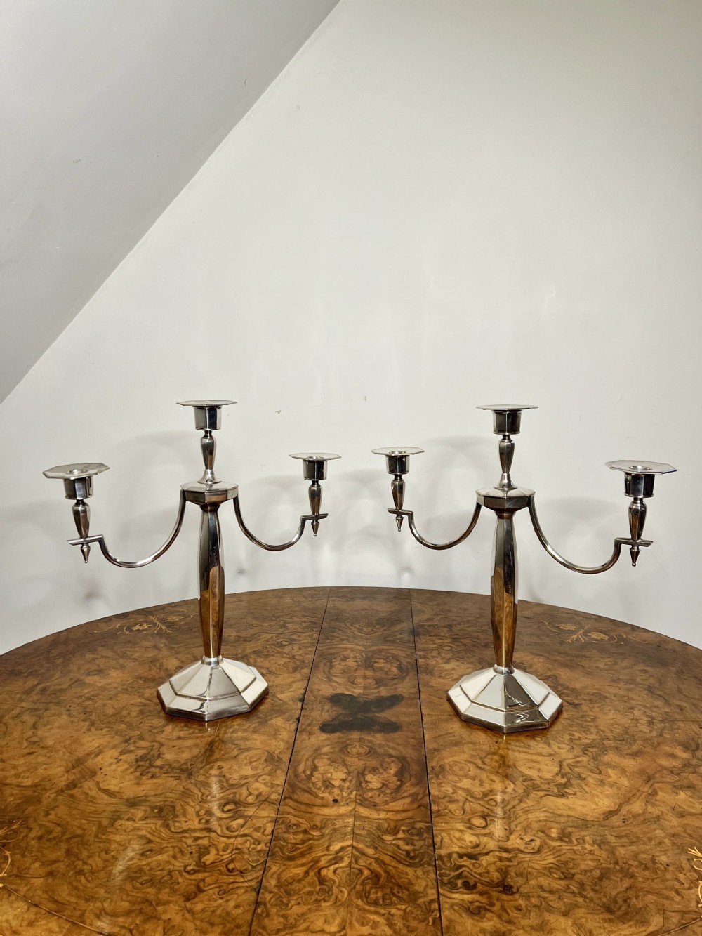 Outstanding quality pair of antique Edwardian silver plated candelabras 