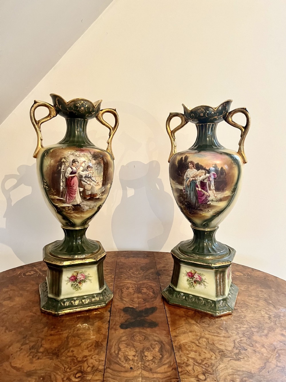 Stunning pair of large antique Victorian vases 