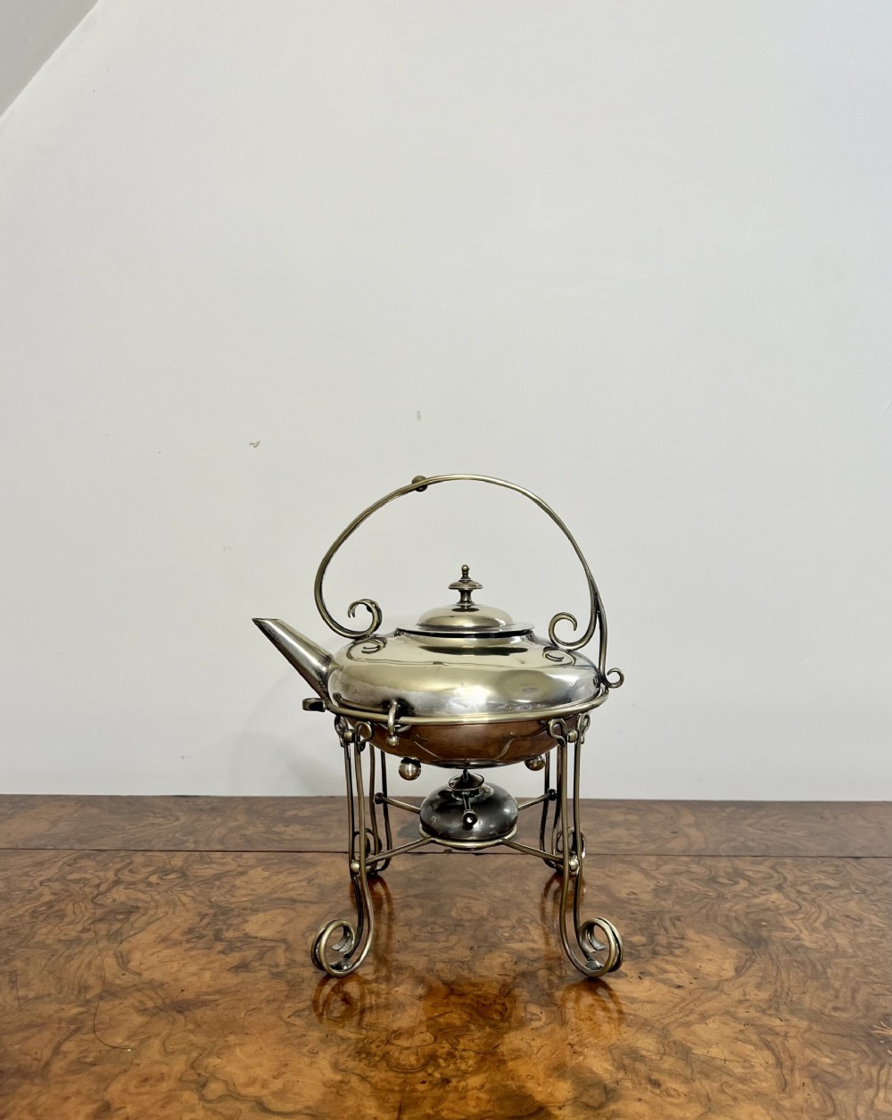 Quality antique Edwardian silver plated spirit kettle