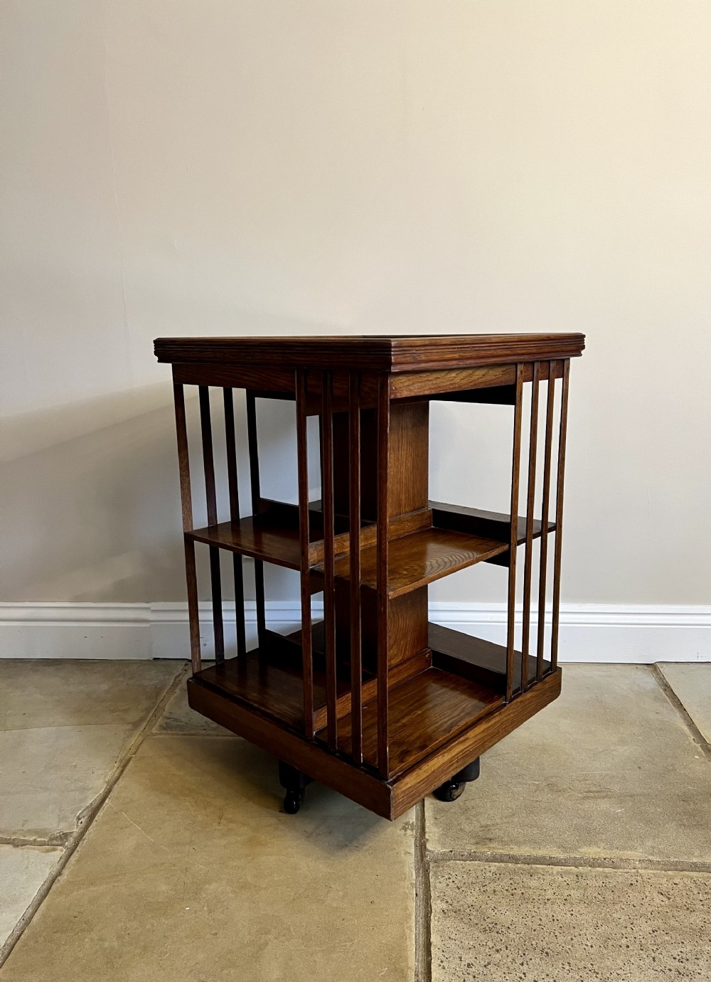 Antique Edwardian quality Oak revolving bookcase