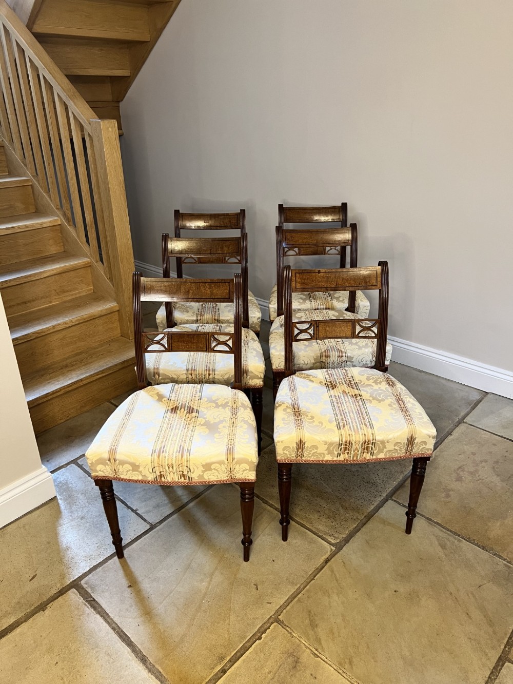Fine set of six antique George III quality mahogany dining chairs 