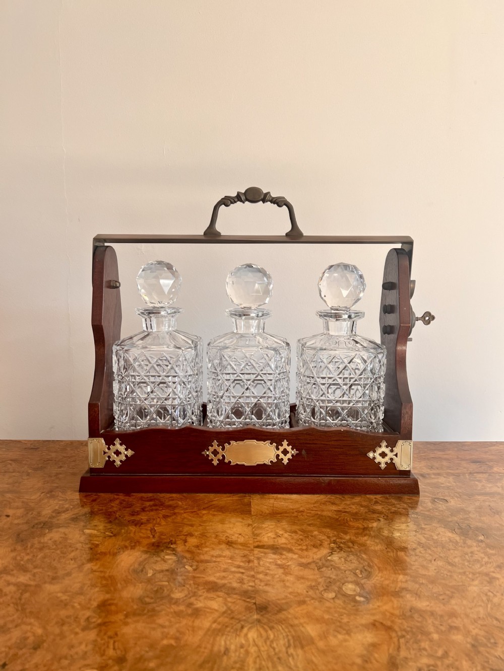 Quality antique Edwardian mahogany tantalus