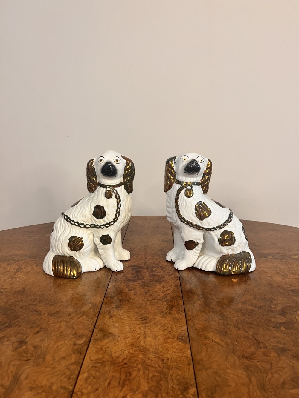 Quality pair of antique Victorian Staffordshire dogs