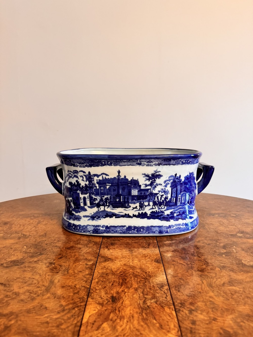 Stunning quality antique Victorian blue and white foot bath 