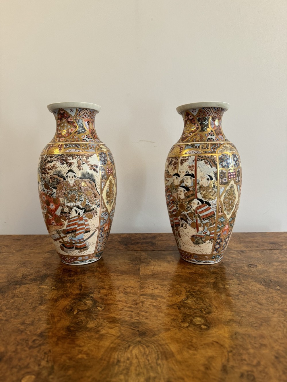 Pair of antique 19th century quality Japanese satsuma vases