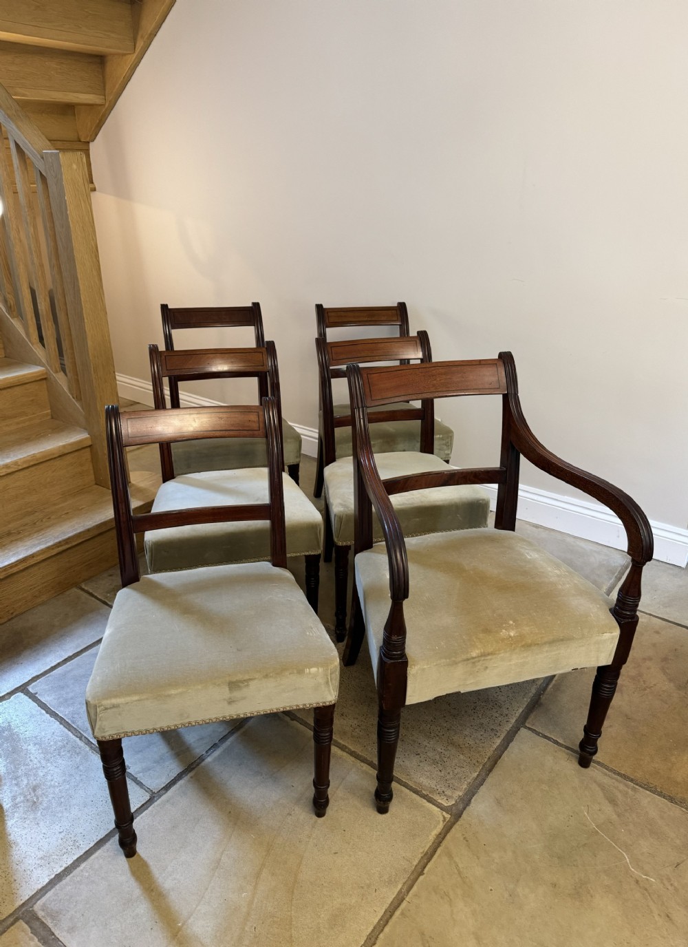 Set of six antique Regency quality mahogany dining chairs