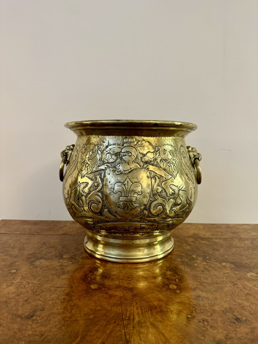 Stunning quality large antique Victorian brass jardiniere
