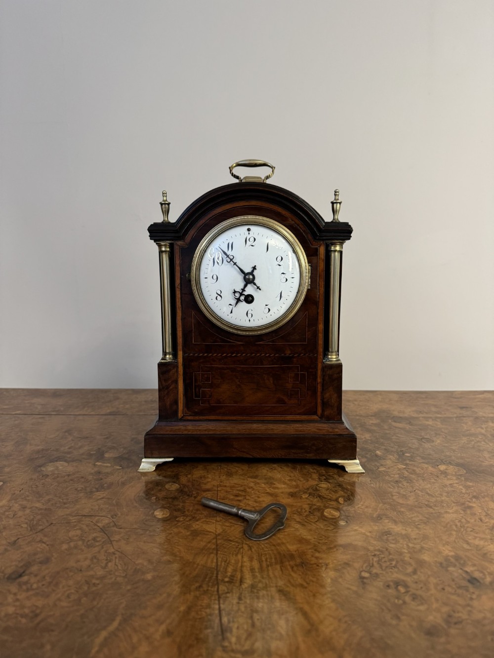 Fine quality antique Edwardian mahogany inlaid bracket clock