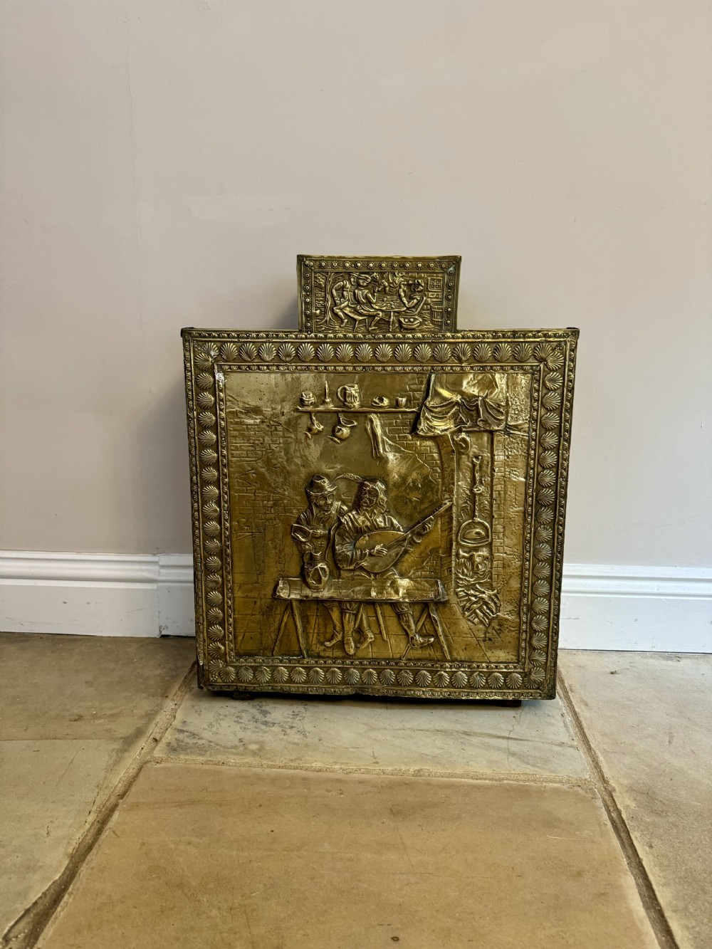 Unusual quality antique Edwardian ornate brass stick stand 