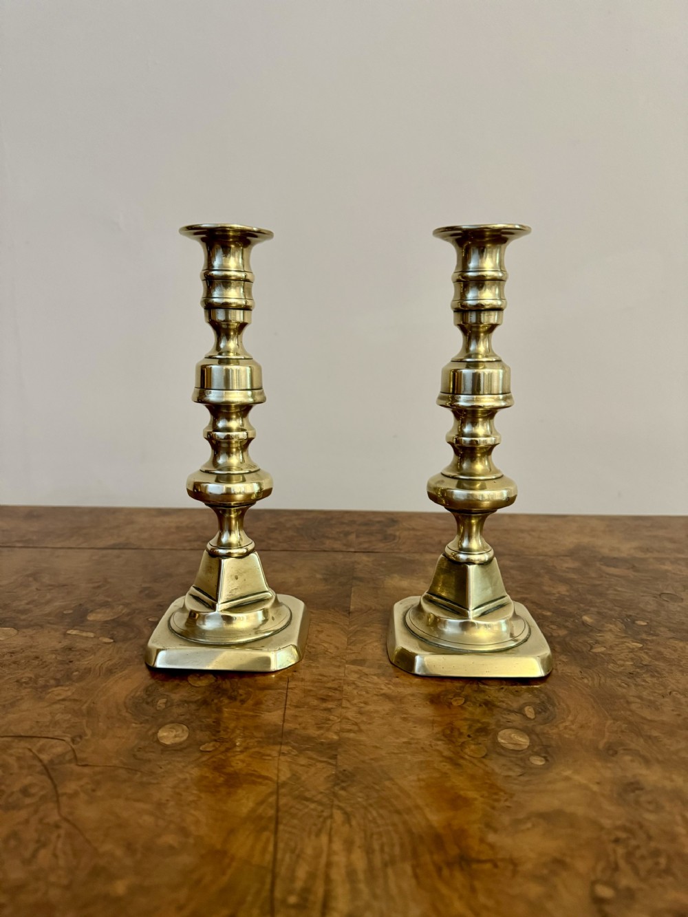Quality antique Victorian brass candlesticks
