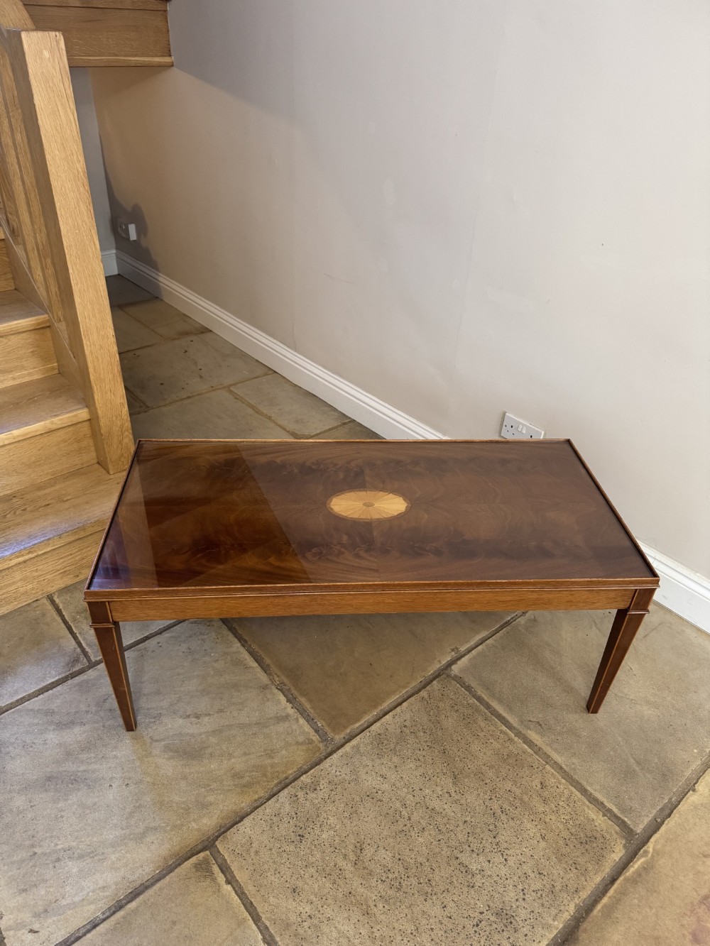 Antique quality figured mahogany inlaid coffee table 