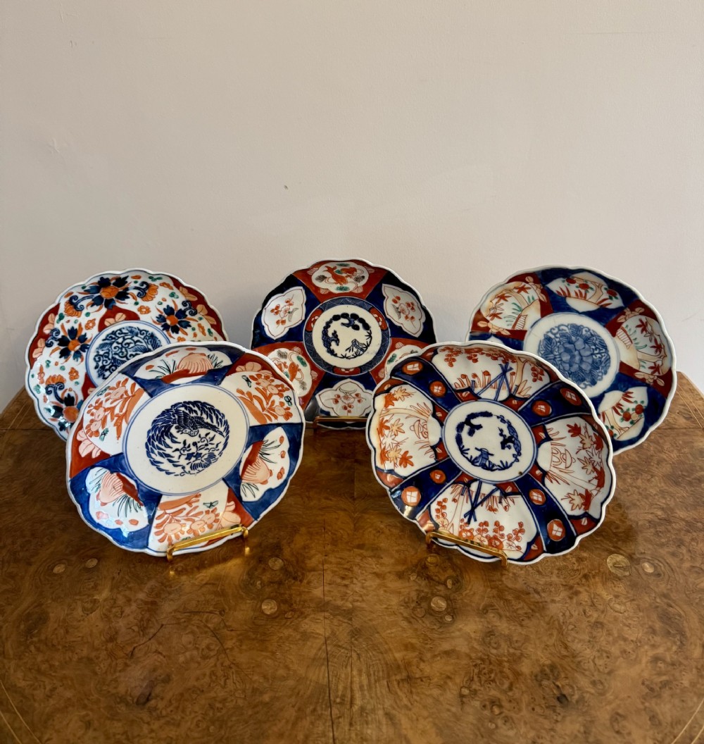 Wonderful collection of five antique Japanese imari plates 