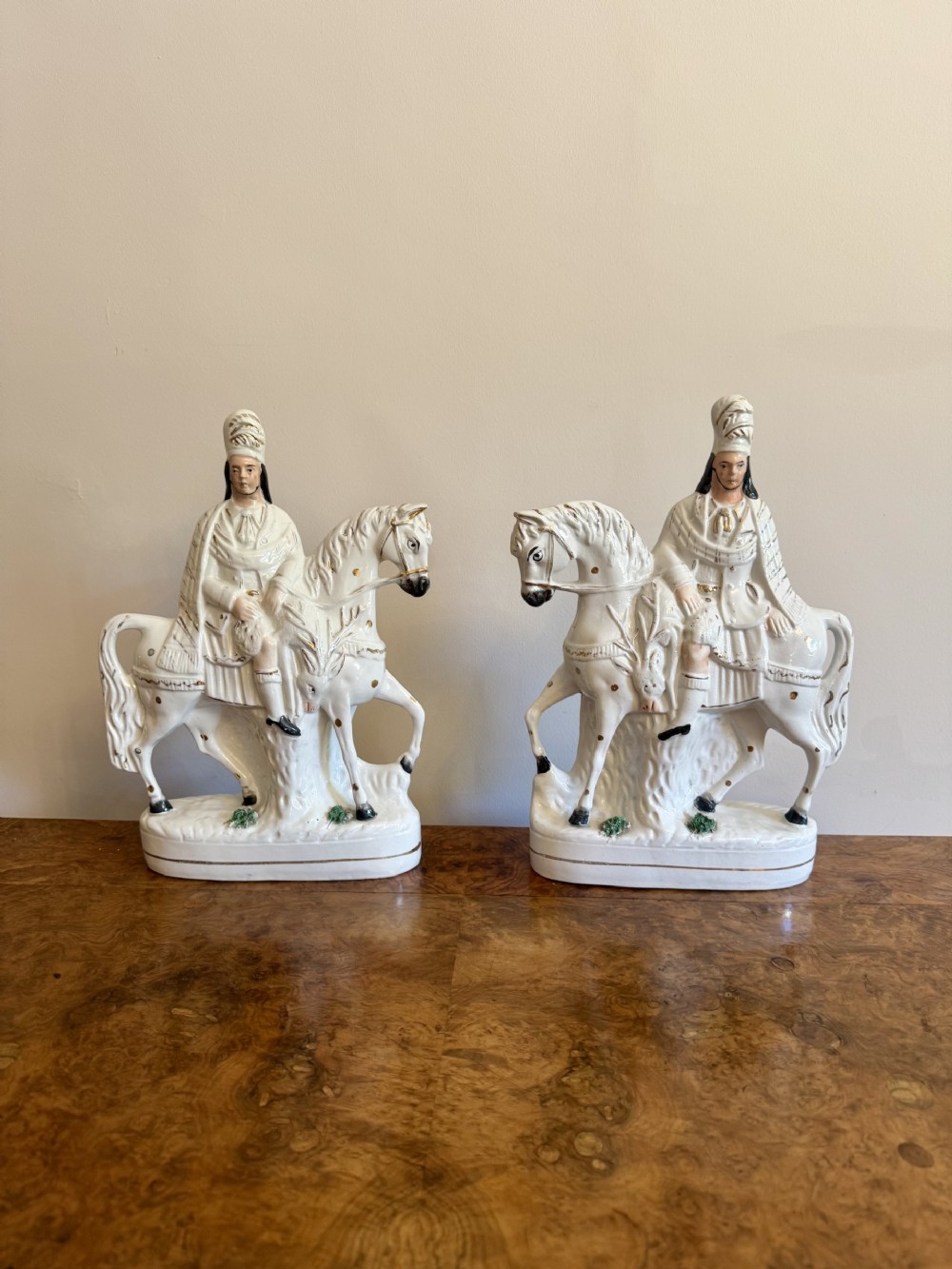 Large quality pair of antique Victorian Staffordshire figures 