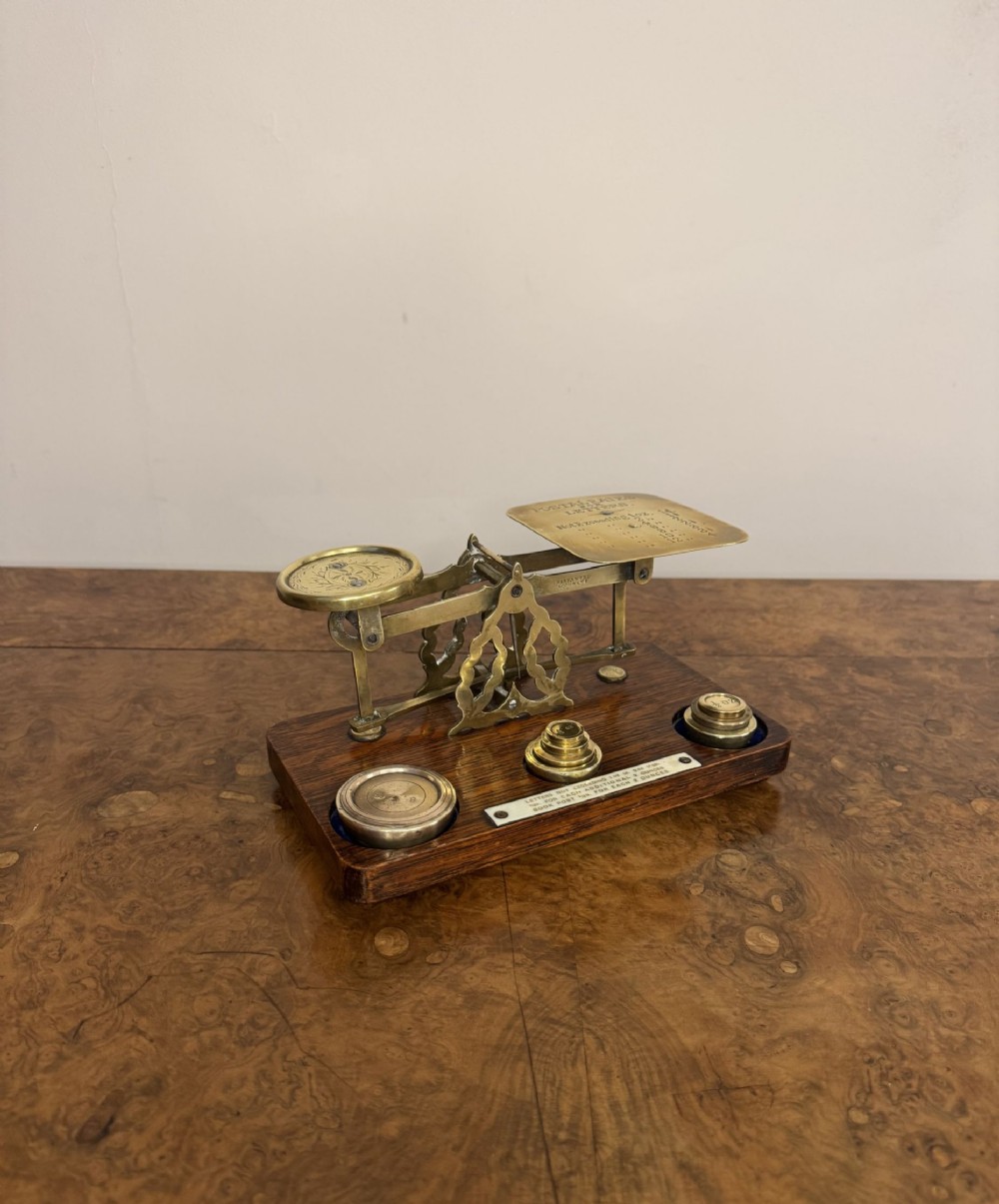Quality pair of antique Edwardian postal scales and weights 